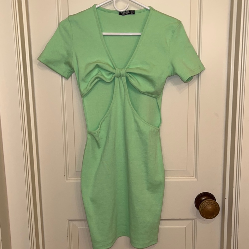 Nasty Gal Green Mini Dress With Side Slits - Size 6